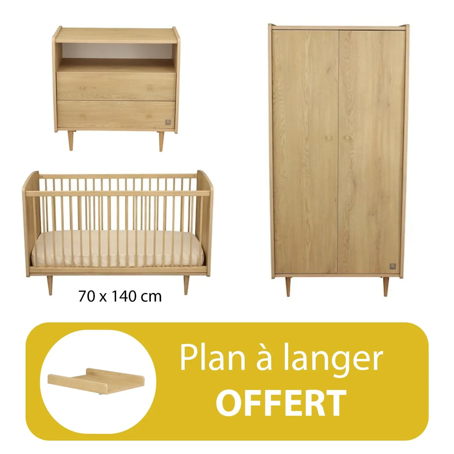 Chambre bébé complète My Love petite commode plan offert de Sauthon