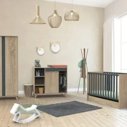 Chambre bébé complète Nova : lit 70x140, commode, armoire                            de Sauthon