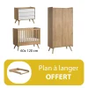 Chambre bébé complète : Vintage bois blanc lit 60x120 + plan offert                            de Vox