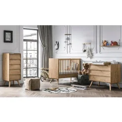 Chambre bébé complète : Vintage bois blanc lit 60x120 + plan offert                            de Vox