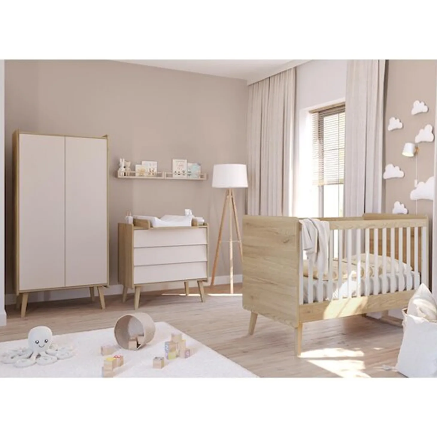 Chambre bébé complète : Vintage fresh lit 60x120 + plan offert de Vox