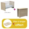 Chambre bébé duo Antonin Bois, lit  70x140, commode, plan à langer offert                            de Sauthon