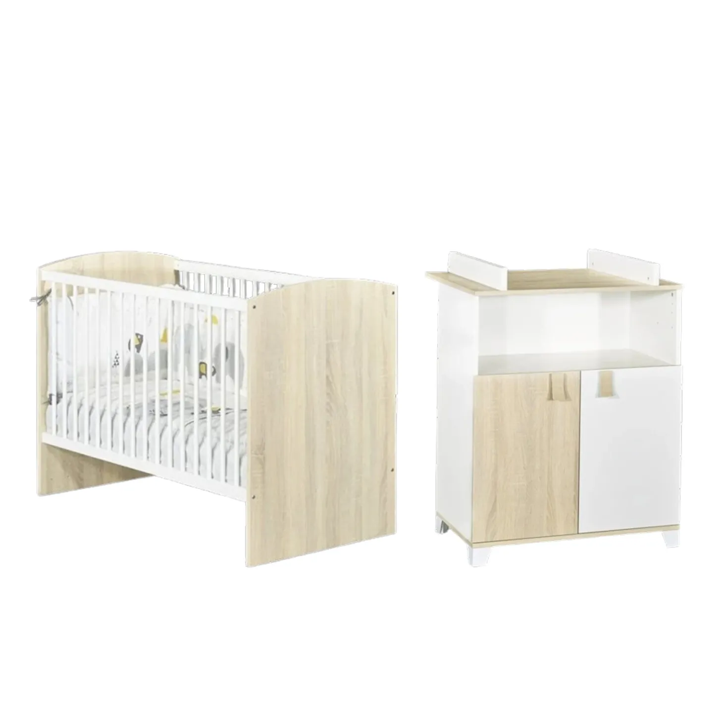 Chambre bébé duo Liaam : Lit bébé 60x120 cm, Commode avec Dispositif à Langer inclus de Sauthon