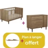 Chambre bébé duo Mokka : Lit little big bed 70x140 Commode 3 tiroirs 1 porte,Dispositif à langer offert                            de Sauthon