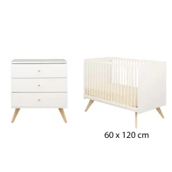 Chambre bébé duo Nacréa : Lit bébé 60x120 cm, Commode 3 Tiroirs de Sauthon