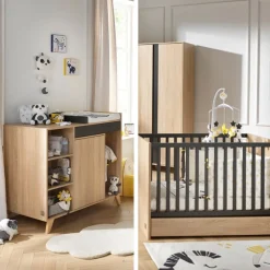 Chambre bébé duo Nova : lit 60x120, commode à langer évolutive de Sauthon