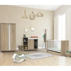 Chambre bébé duo Nova : lit 70x140, commode à langer évolutive de Sauthon