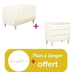 Chambre bébé duo Paloma : Little Big Bed 140X70, Commode  3 Tiroirs, PAL offert                            de Sauthon