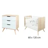 Chambre bébé duo Sixties : Lit bébé 60x120 cm Bois  Chêne doré / Blanc, Commode 3 Tiroirs                              de Sauthon