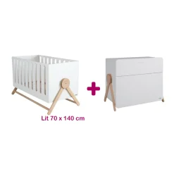Chambre bébé duo Swing : lit 70x140, commode                            de Micuna