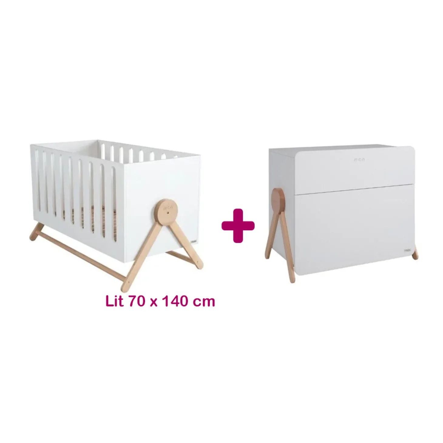 Chambre bébé duo Swing : lit 70x140, commode de Micuna