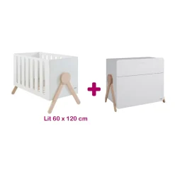 Chambre bébé duo Swing : lit 60x120 commode de Micuna