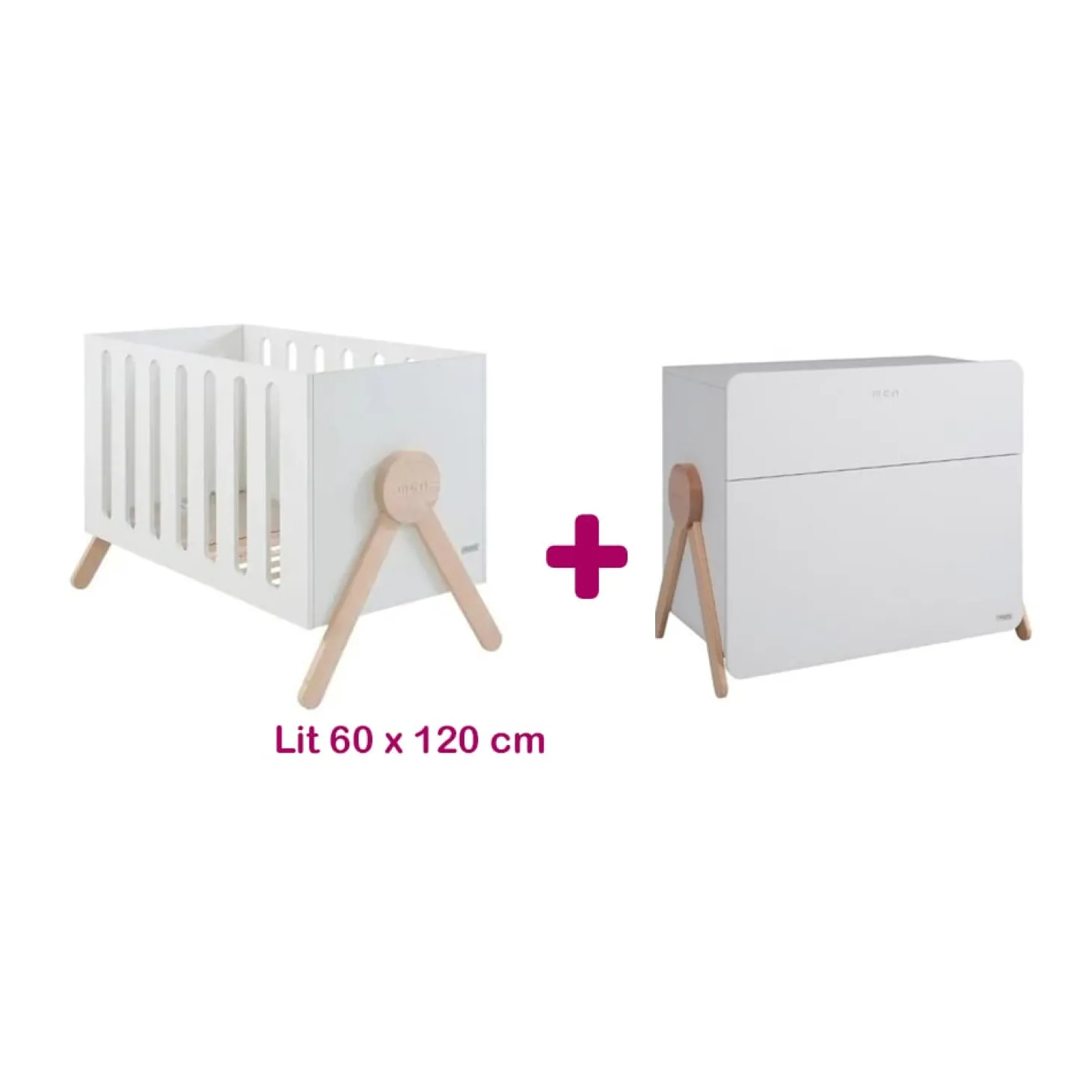 Chambre bébé duo Swing : lit 60x120 commode de Micuna