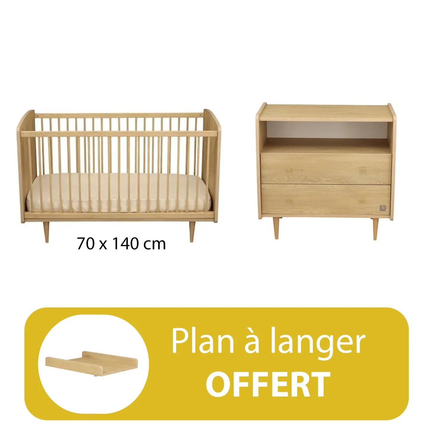 Chambre duo bébé My Love petite commode plan offert de Sauthon