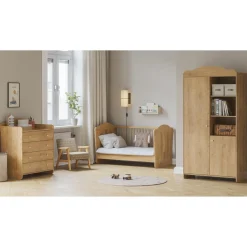 Chambre duo Megeve Beige : Lit bébé 70x140 cm évolutif, commode avec le plan à langer Megeve de Vox