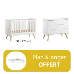Chambre duo Vintage  blanc lit 60x120 + plan offert                            de Vox