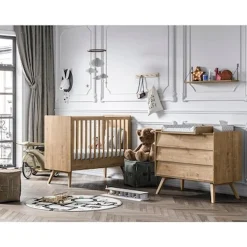 Chambre duo Vintage bois blanc lit 60x120 + plan offert de Vox