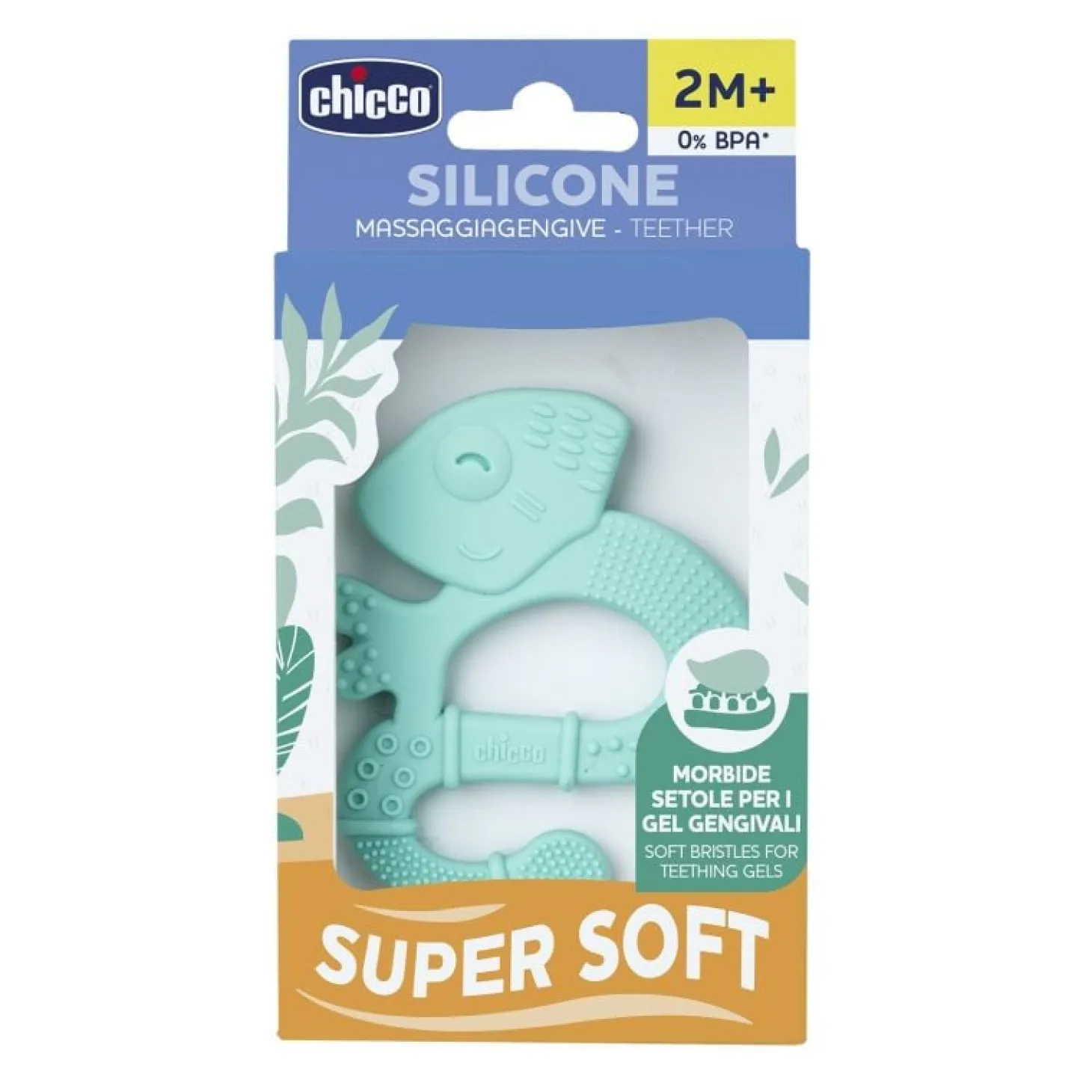Chicco Anneau de dentition Soft&Clean Iguane Bleu 2 mois+