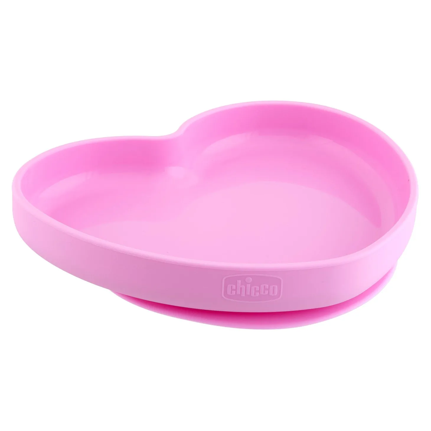 Chicco Assiette coeur en silicone avec ventouse rose
