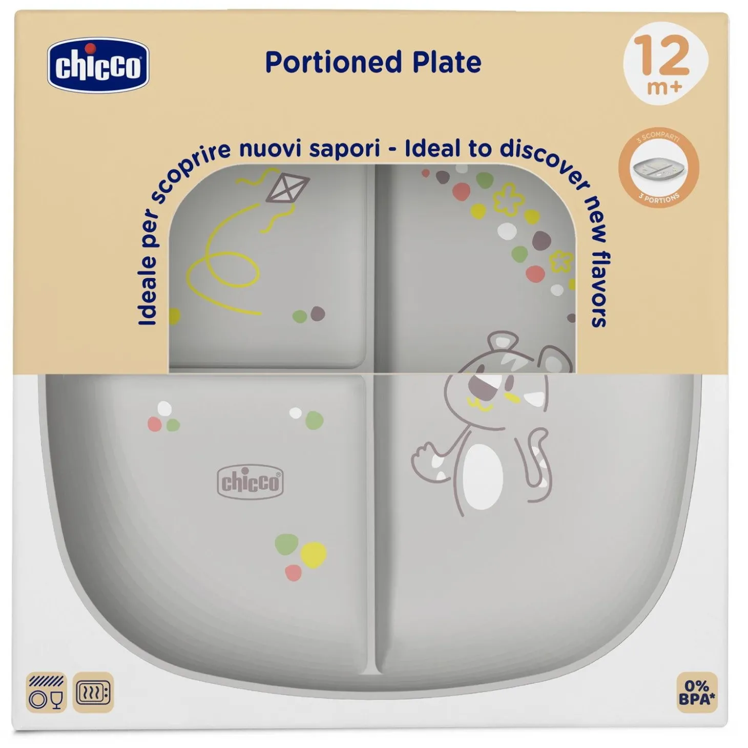 Chicco Assiette Portionnée Gris
