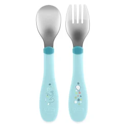 Chicco Couverts En Métal Bleu
