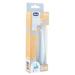 Chicco                    Mes Premières Cuillères Souples Bout Silicone Avec Etui    Gris