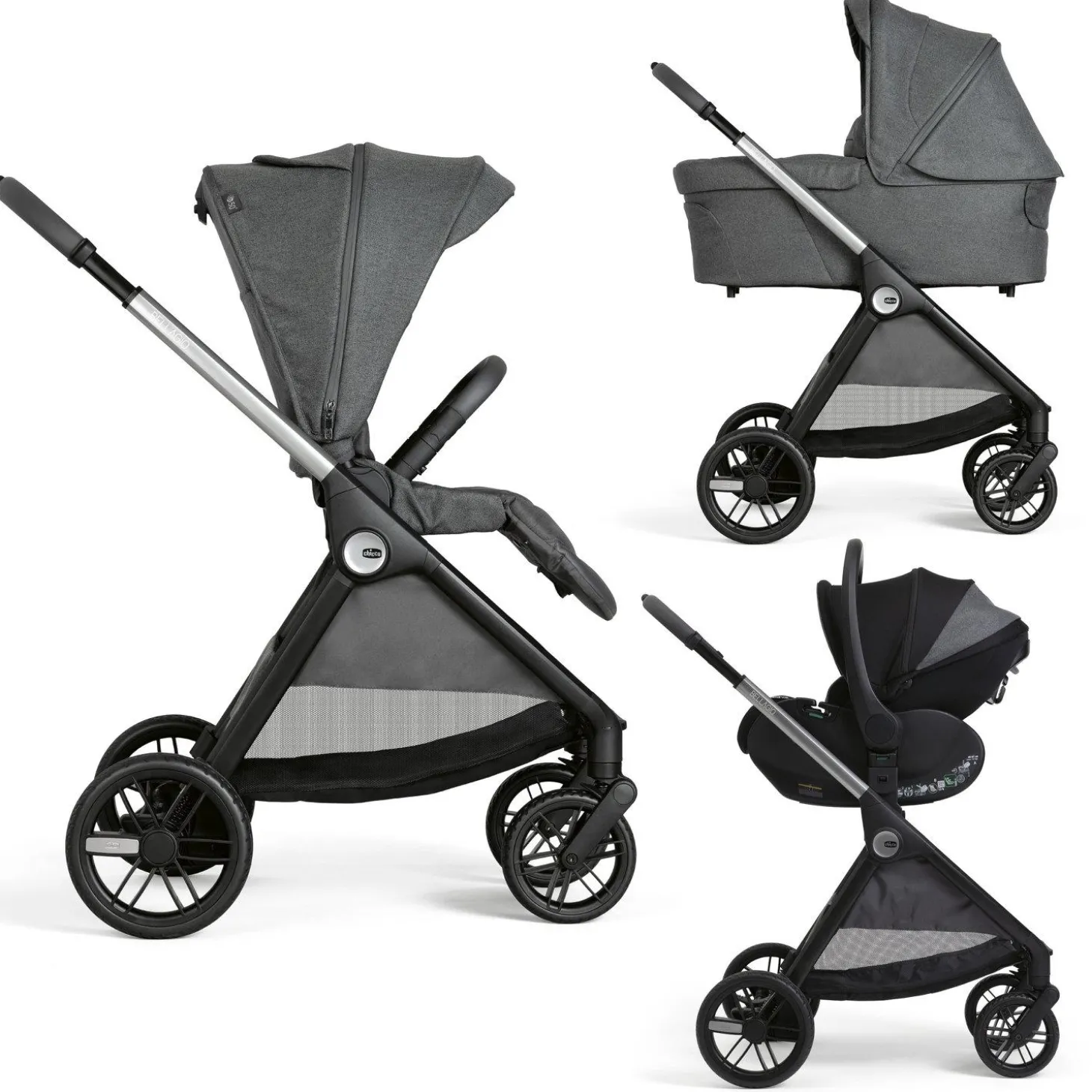 Chicco Pack Trio Poussette Bellagio 2 pliage automatique Recline Black Satin
