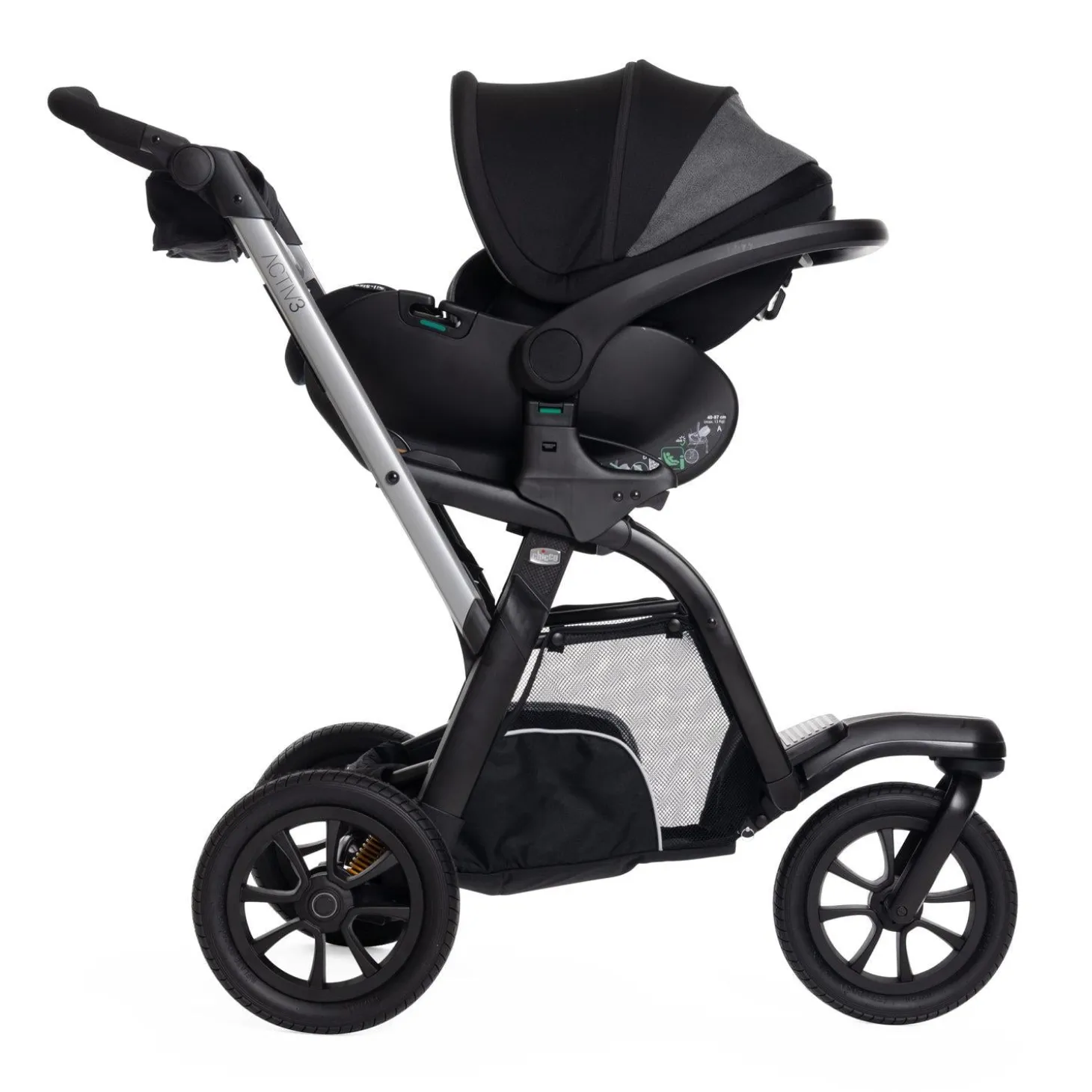 Chicco Poussette Activ3 avec adaptateurs Ebony