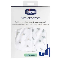 Chicco                    Set Draps Housse Bamboo Next2me    Greenery