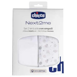 Chicco                    Set Draps Housse Coton Next2me    Confetti