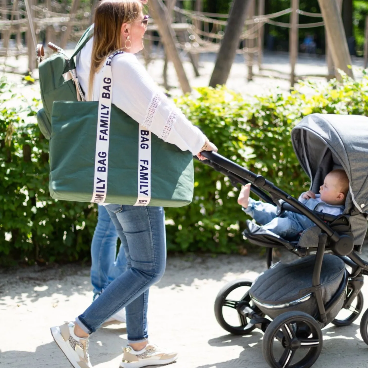 Childhome Sac à langer Family Bag signature canvas Green