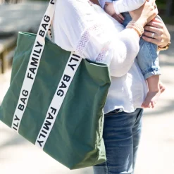 Childhome Sac à langer Family Bag signature canvas Green