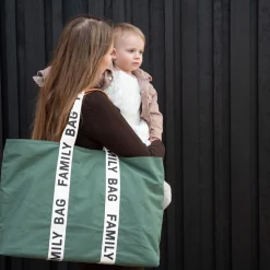 Childhome Sac à langer Family Bag signature canvas Green