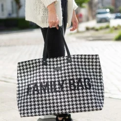 Childhome Sac à langer Family Bag pied de poule Noir