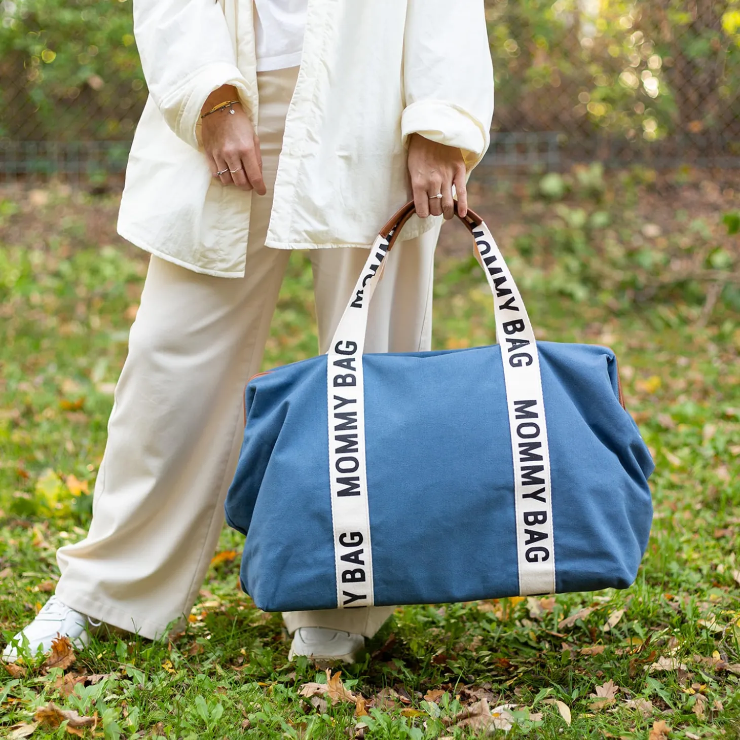 Childhome Sac à langer Mommy bag signature toile blue