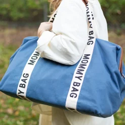Childhome Sac à langer Mommy bag signature toile blue