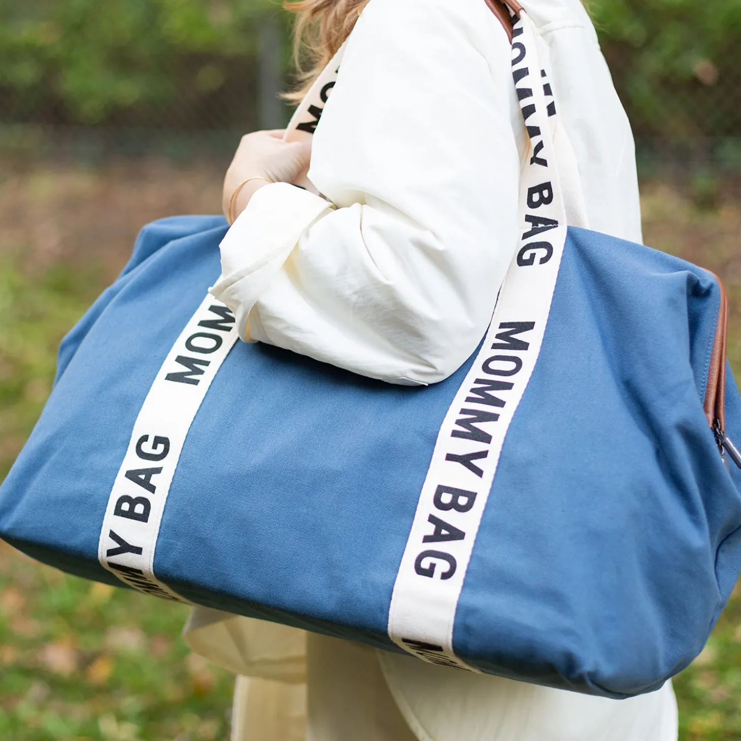 Childhome Sac à langer Mommy bag signature toile blue