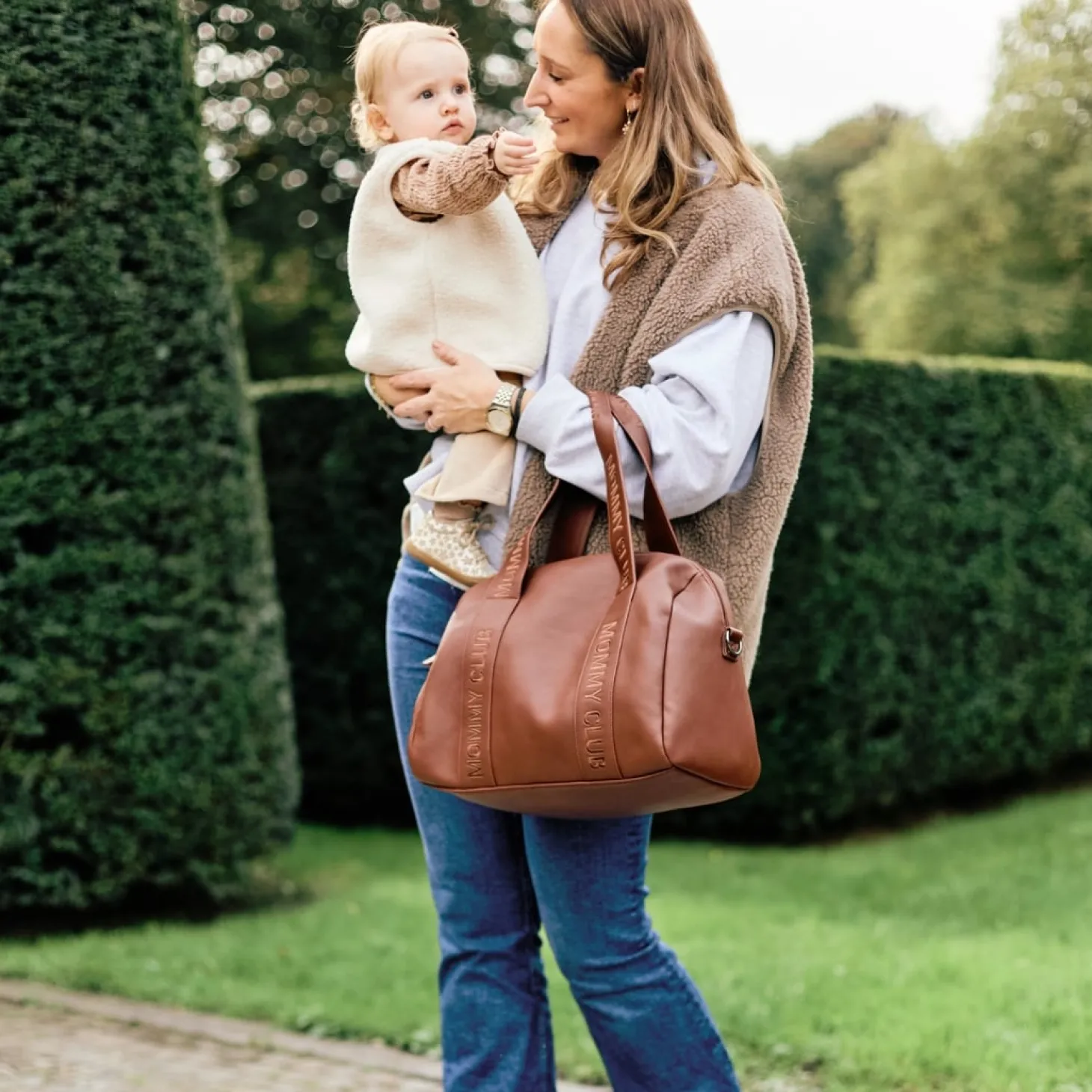 Childhome Sac à langer Mommy Club Simili Cuir Dark Brown