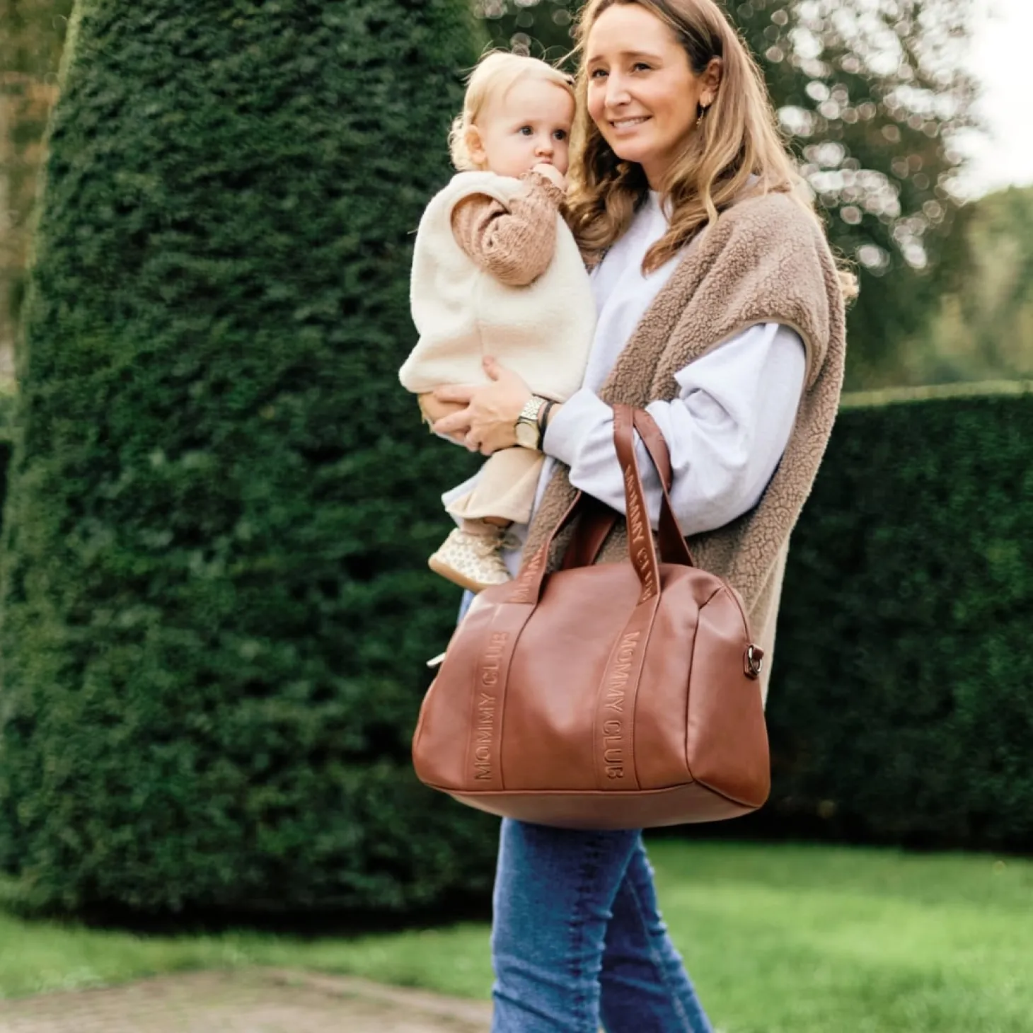 Childhome Sac à langer Mommy Club Simili Cuir Dark Brown