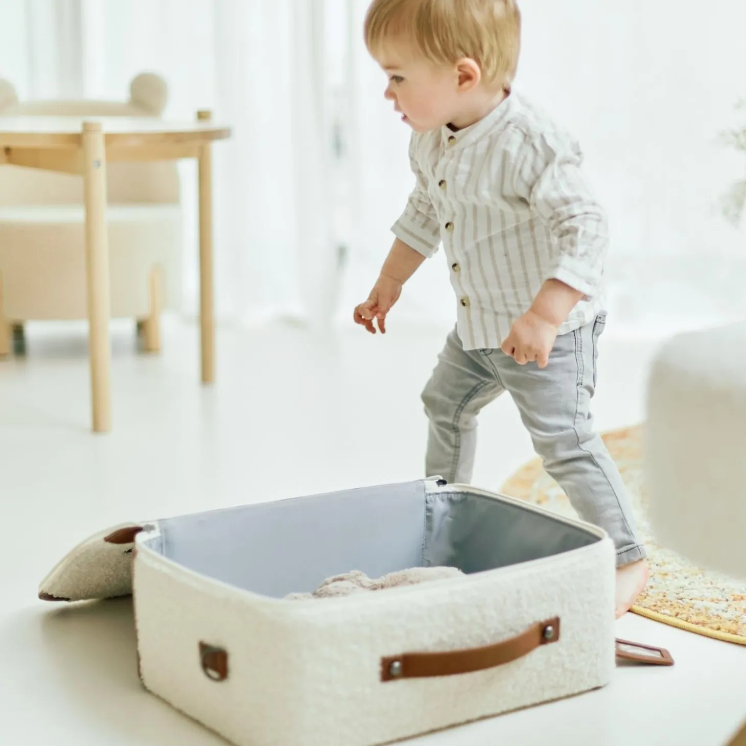 Childhome Valise d'enfant Mini Traveller Teddy Offwhite