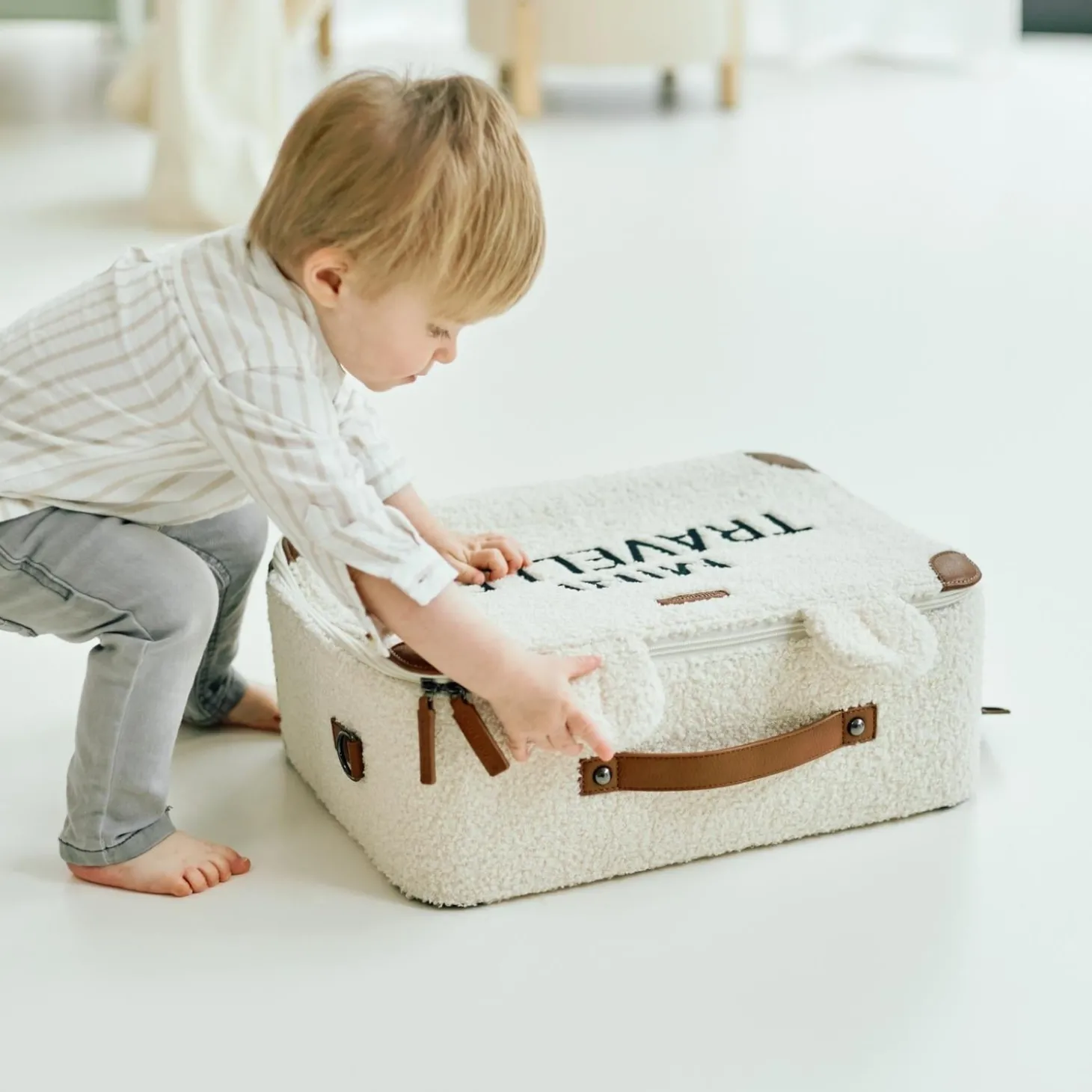 Childhome Valise d'enfant Mini Traveller Teddy Offwhite