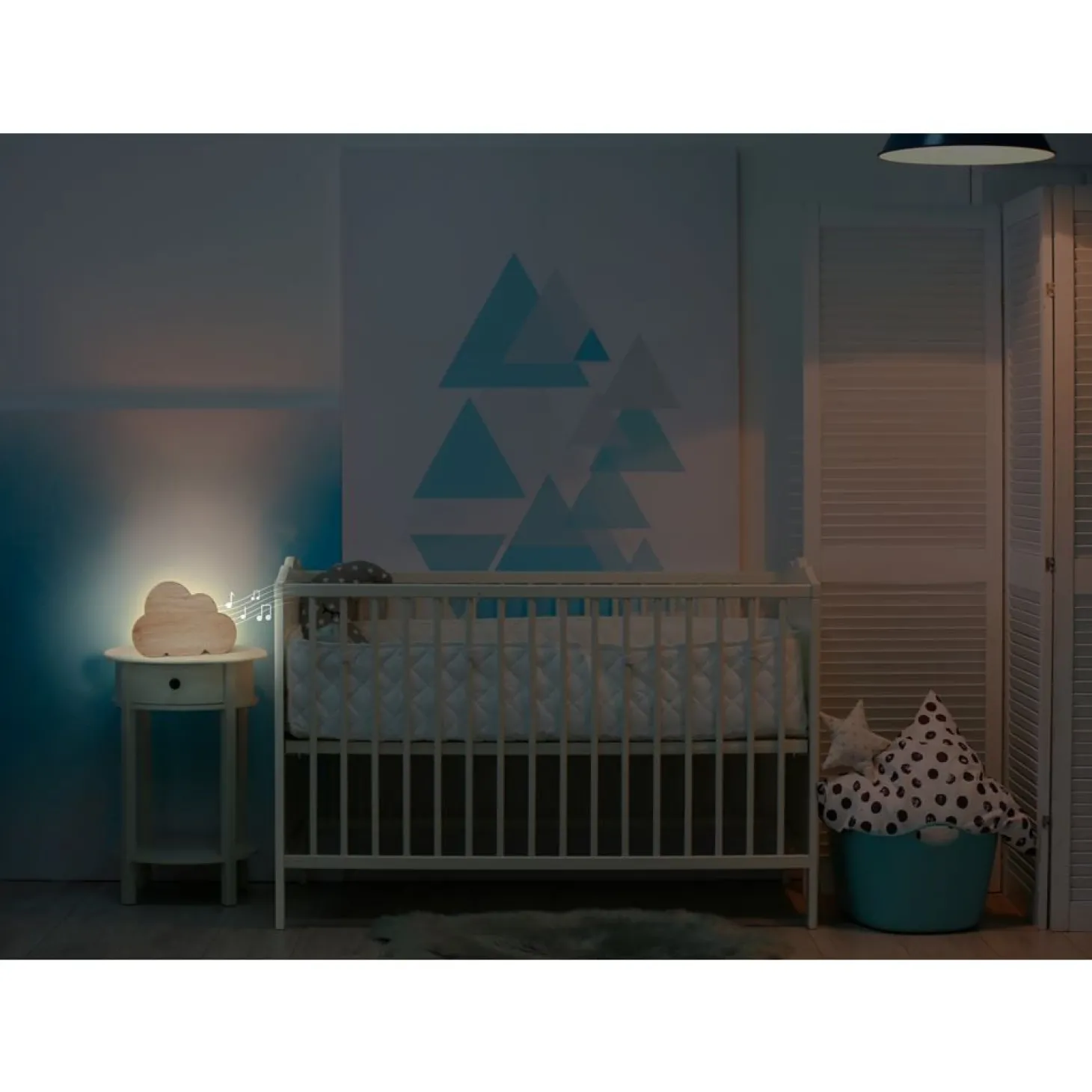 COLORLIGHT Veilleuse et Enceinte musicale en bois Nuage