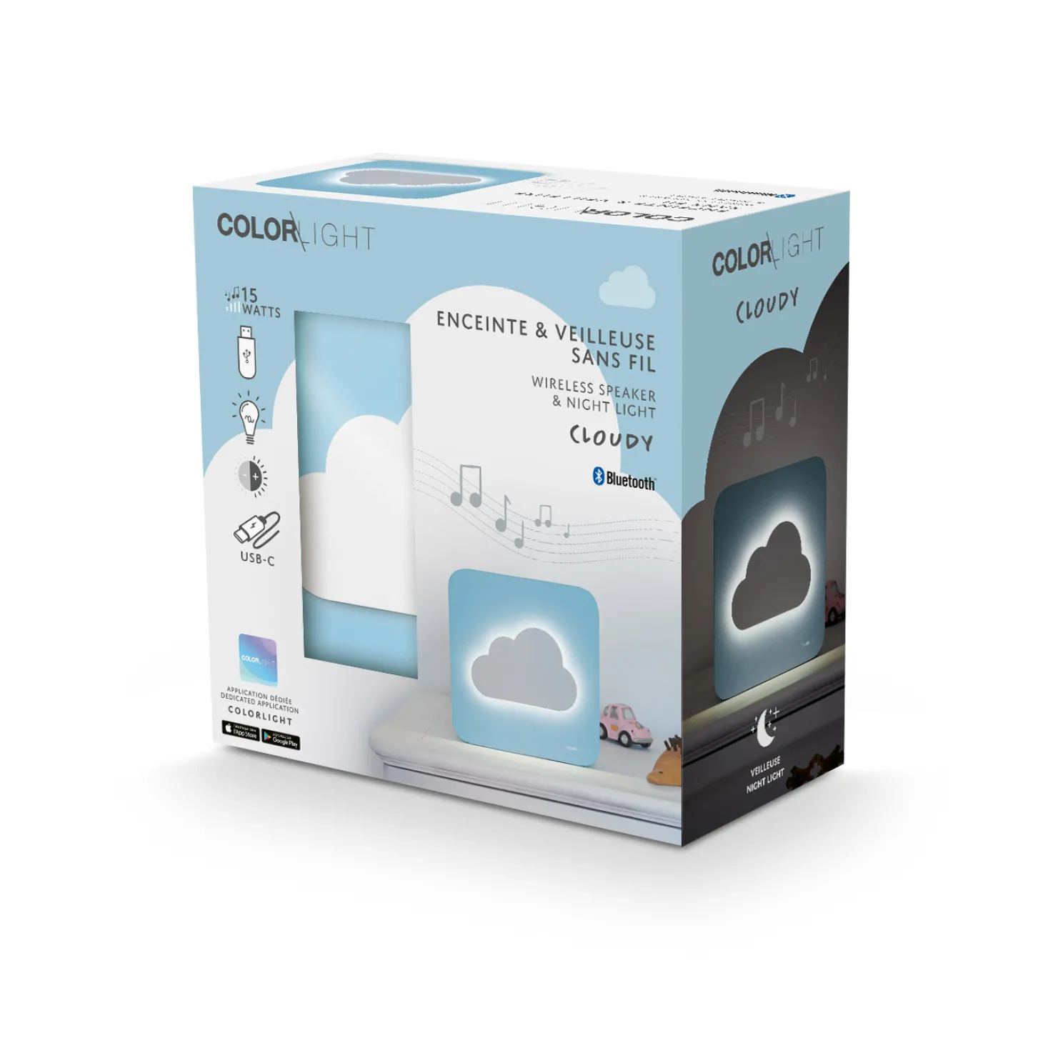 COLORLIGHT Veilleuse et enceinte décorative Nuage