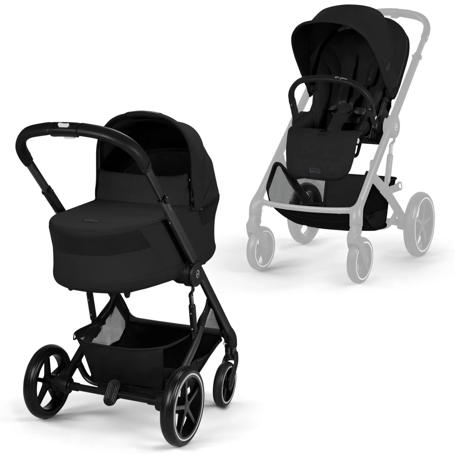 Cybex Duo Poussette Balios S Lux + Nacelle Cot S Lux Châssis Noir/Moon Black