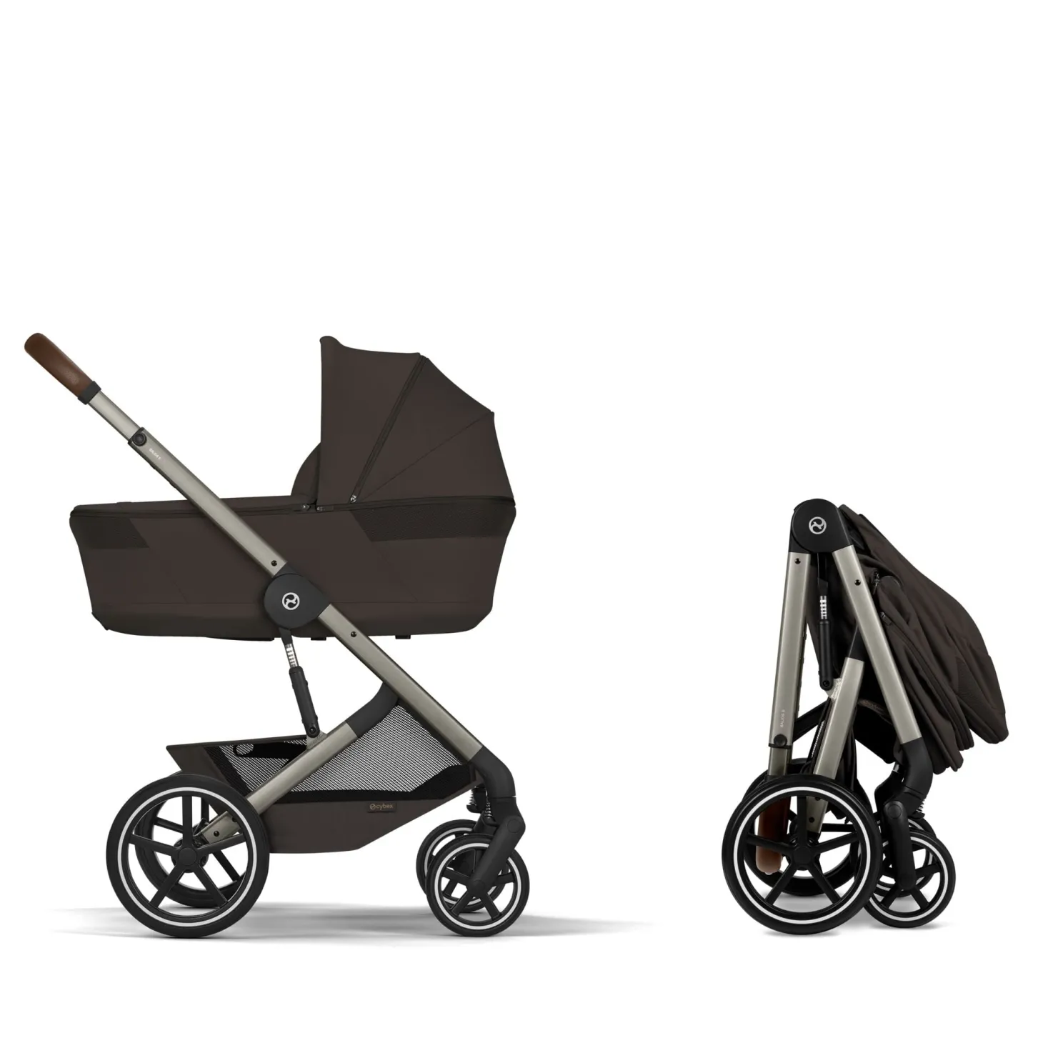 Cybex Duo Poussette Balios S Lux + Nacelle Pliable Châssis Taupe/Chocolate Brown