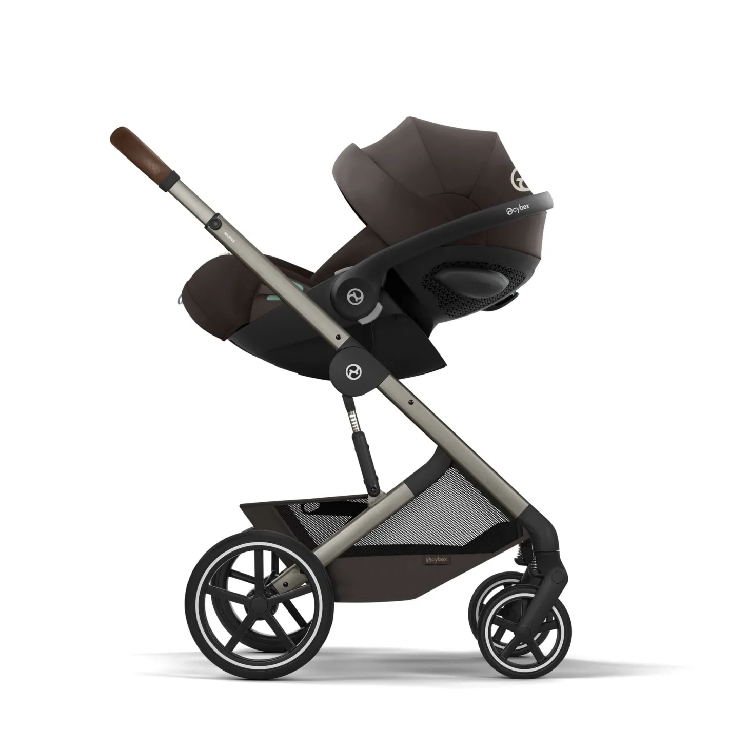 Cybex Duo Poussette Balios S Lux + Nacelle Pliable Châssis Taupe/Chocolate Brown