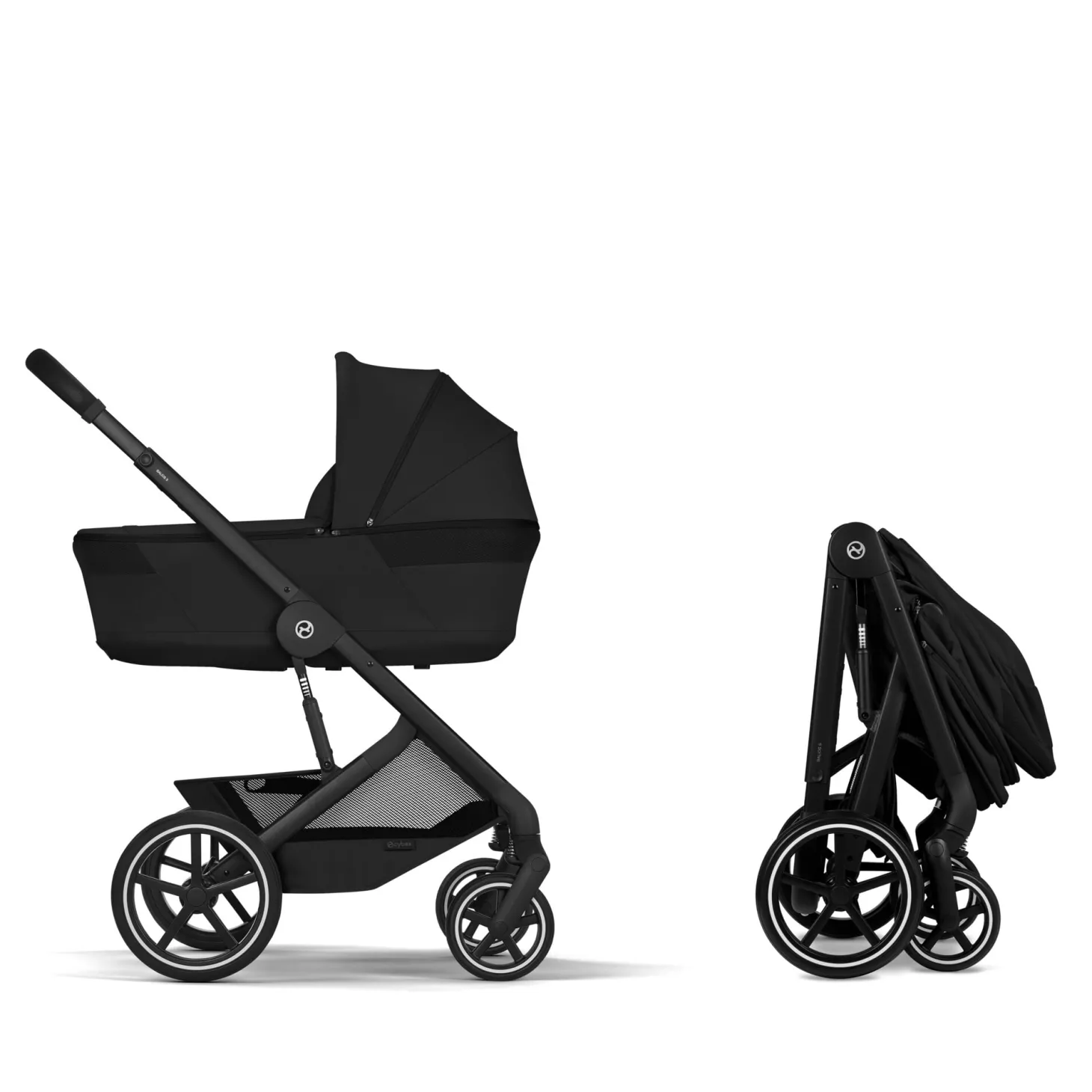 Cybex Duo Poussette Balios S Lux + Nacelle Pliable Châssis noir/Moon Black