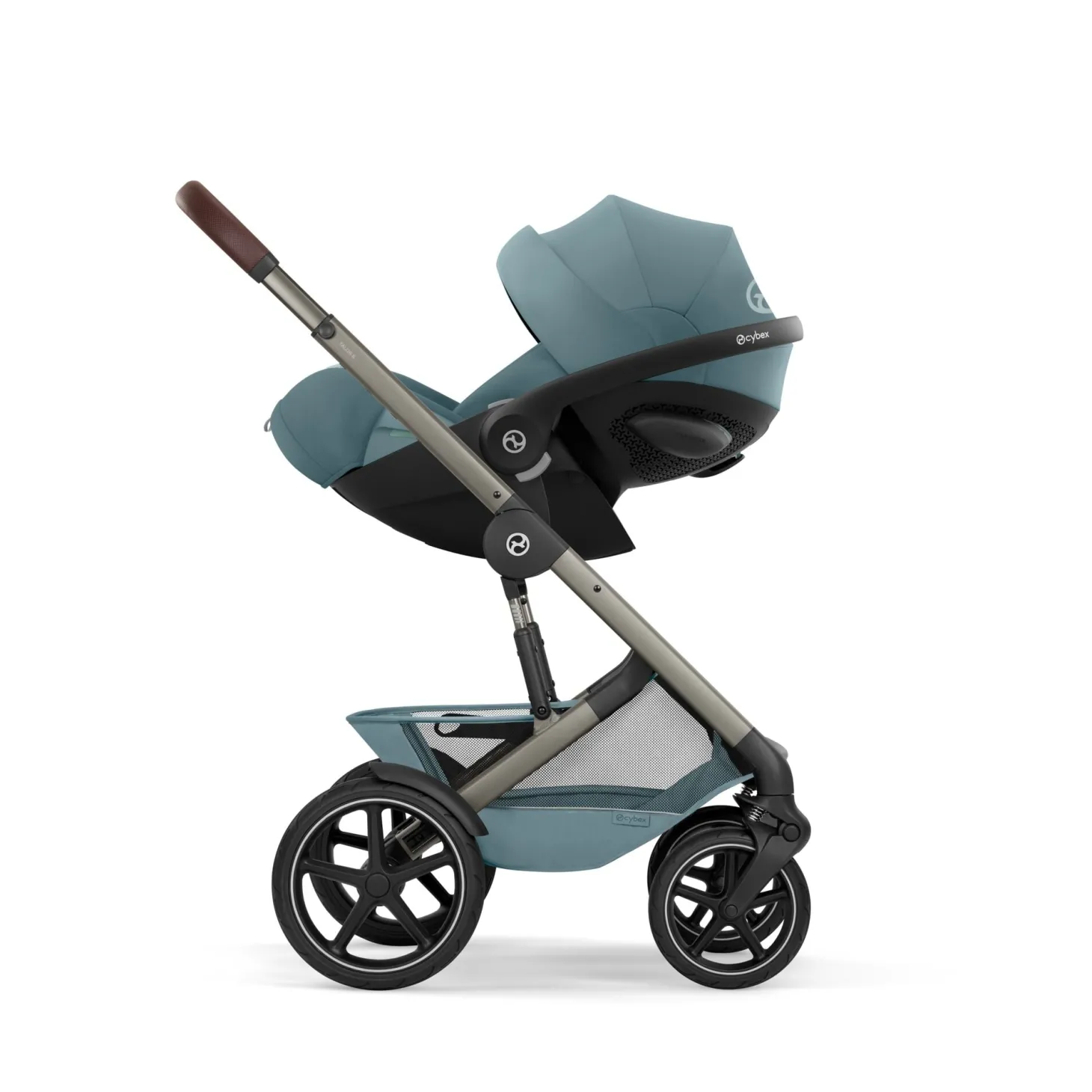 Cybex Duo poussette Talos S Lux + Nacelle pliable Châssis Taupe/Stormy Blue