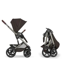 Cybex Duo poussette Talos S Lux + Nacelle pliable Châssis Taupe/Chocolate Brown