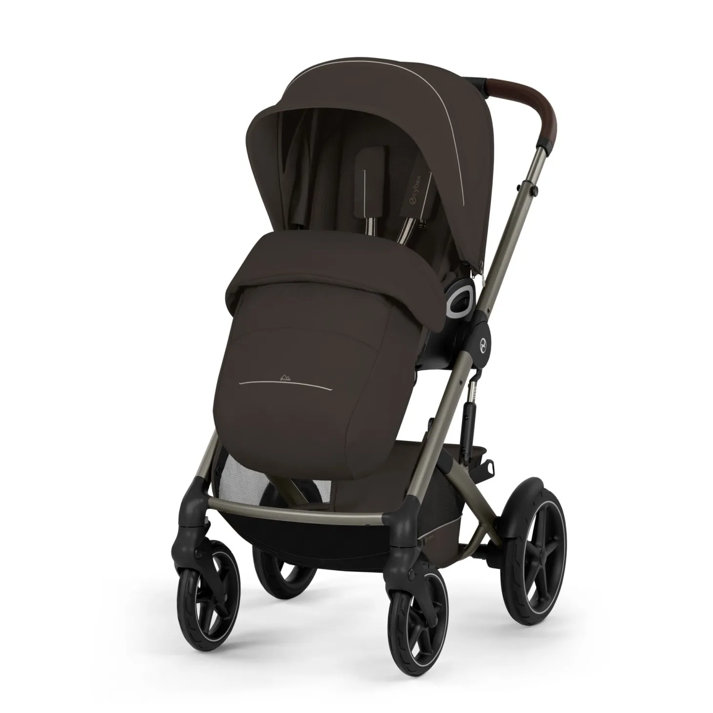 Cybex Duo poussette Talos S Lux + Nacelle pliable Châssis Taupe/Chocolate Brown